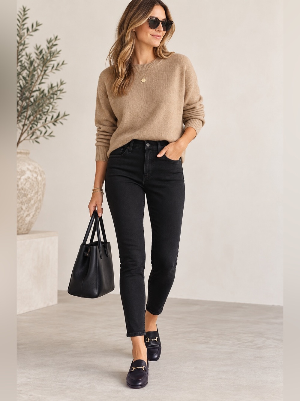 AG Farrah High Rise Skinny Ankle Jeans 27 Black Stretch Denim